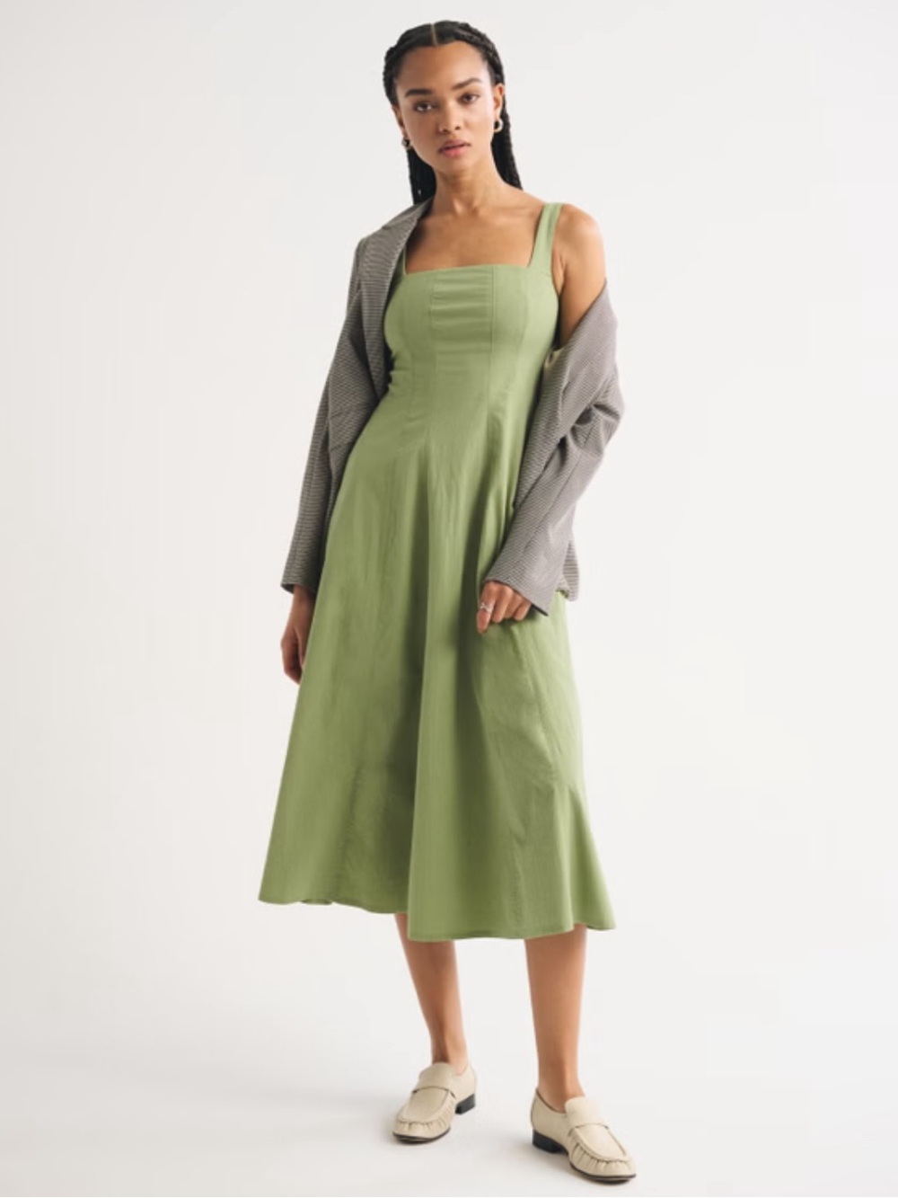 NWT Abercrombie & Fitch Mila Midi Dress Green